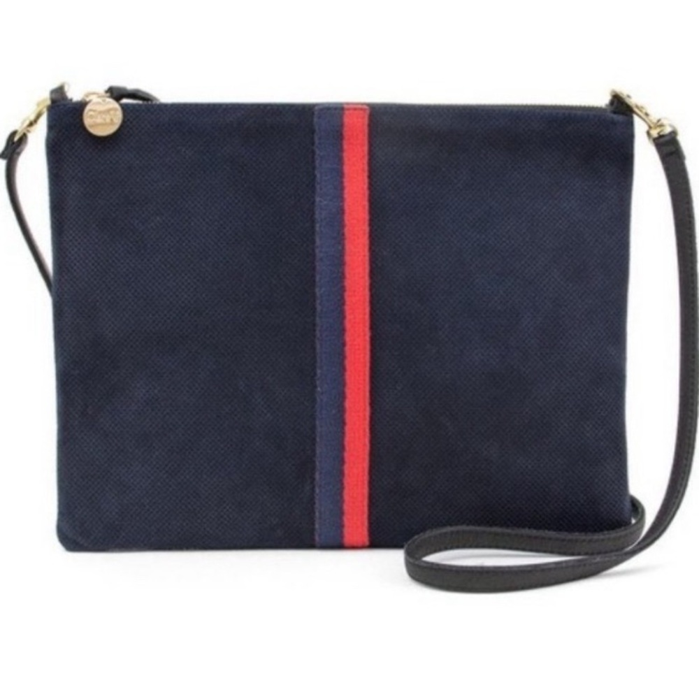 Clare V Navy Bag with Gold Accents